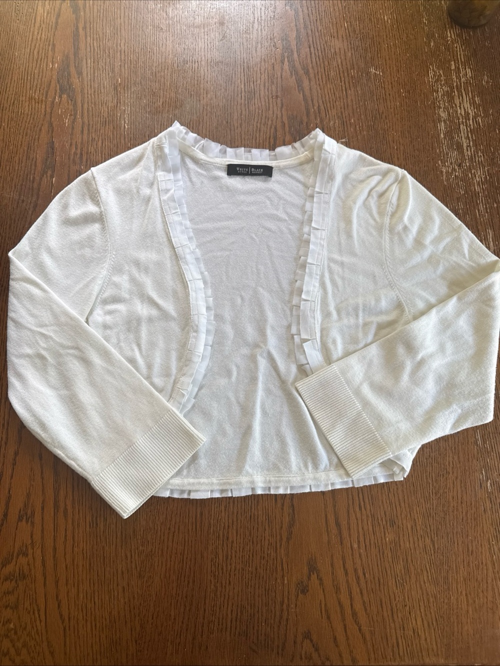 White House Black Market White Cropped Open Cardigan Shrug Women small